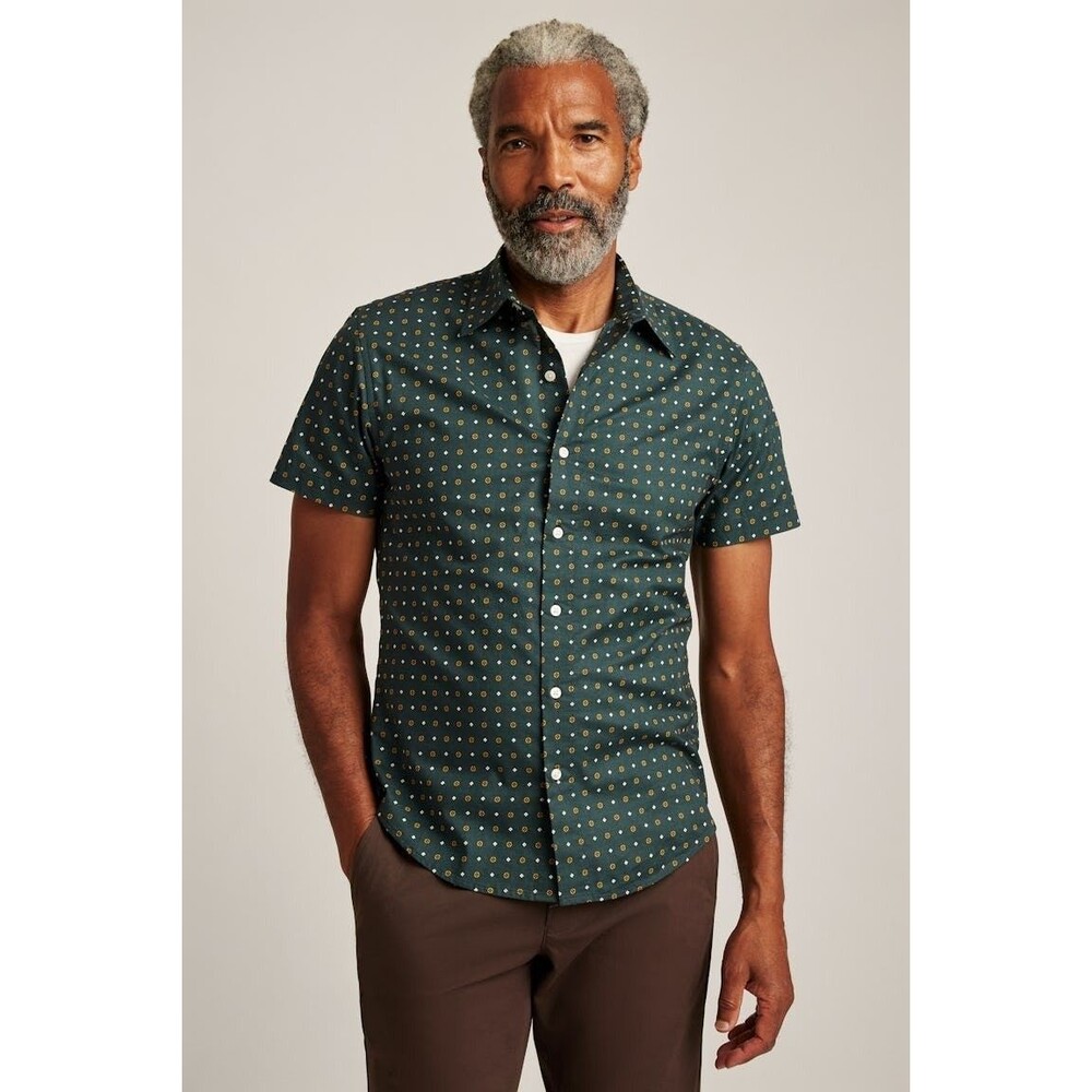 Bonobos Stretch Riviera Short Sleeve Men's Shirt Printed Standard Fit XL 287094